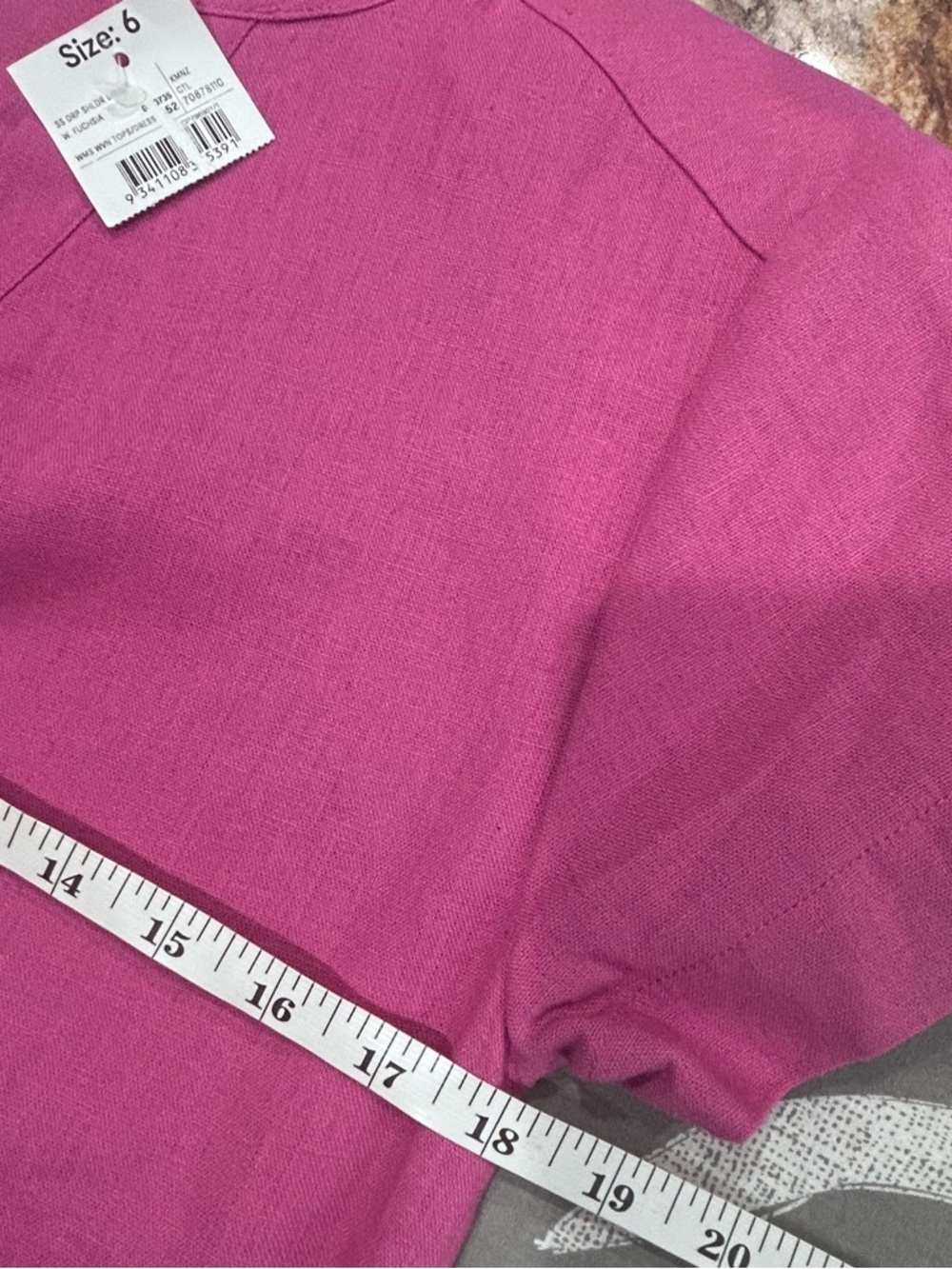 🩷”Anko” NWT Chic Fuchsia Linen Blend Short Sleeve Midi V-Neck Shirt Dress - Picture 9 of 10